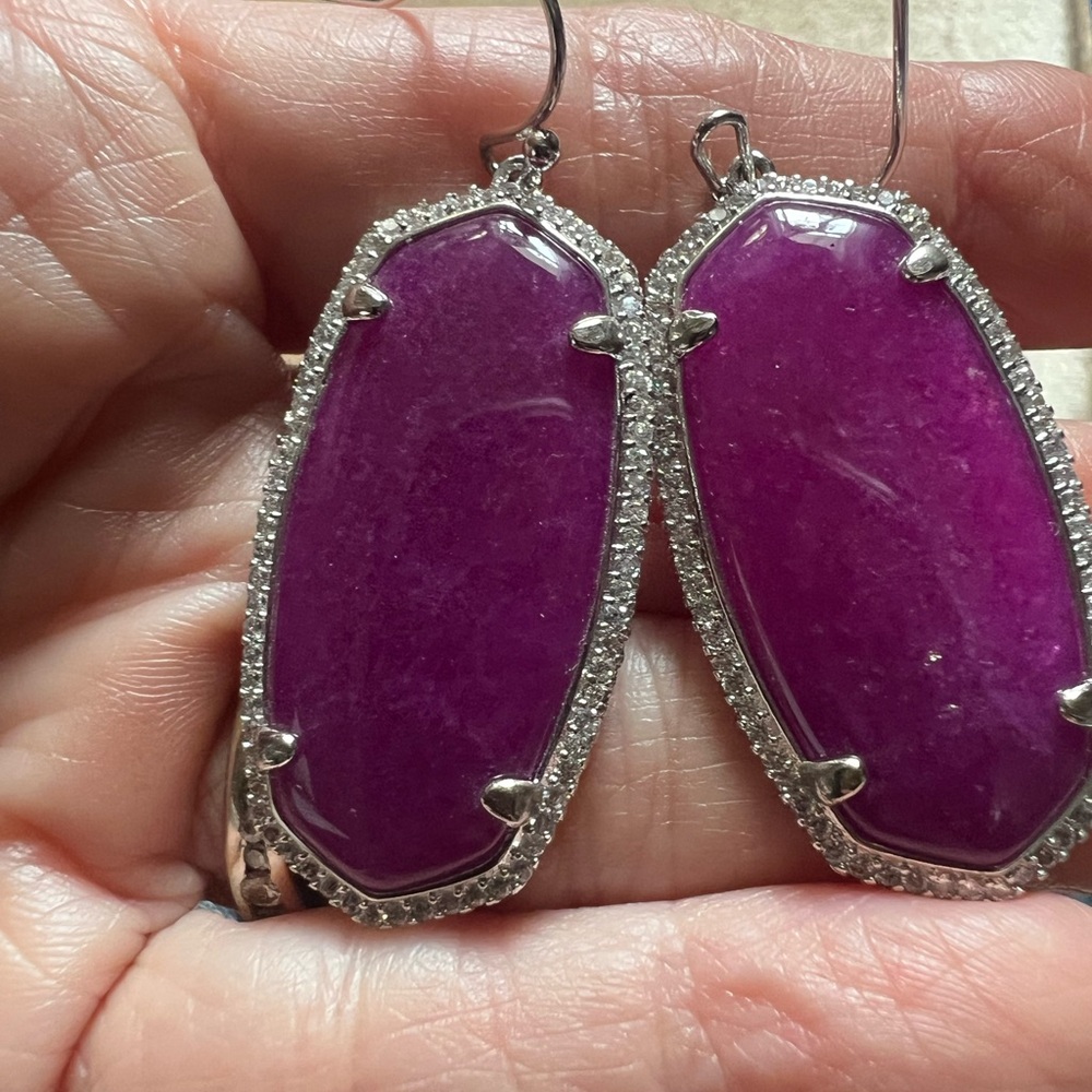 Kendra Scott silver Crystal frame Elle’s in Purple Agate